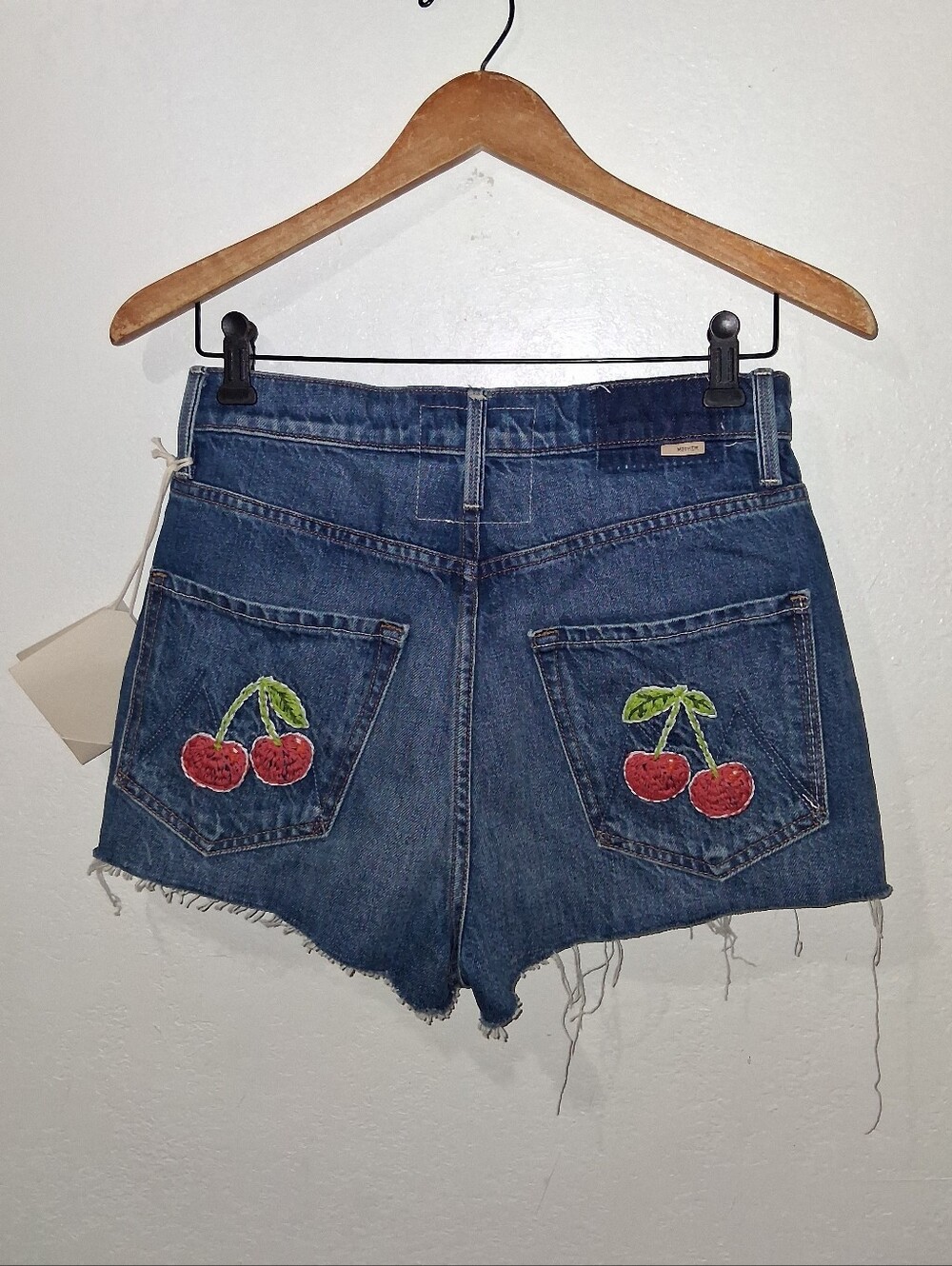 NWT MOTHER The Tune Up Fray Cherry Shorts - Picture 6 of 8
